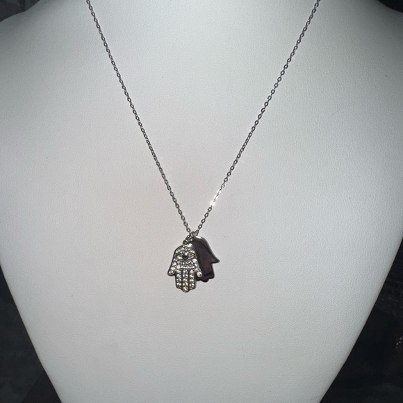 Stella Picciotto Sterling Silver Hamsa Hand Evil Eye Pendant Necklace - Picture 13 of 14